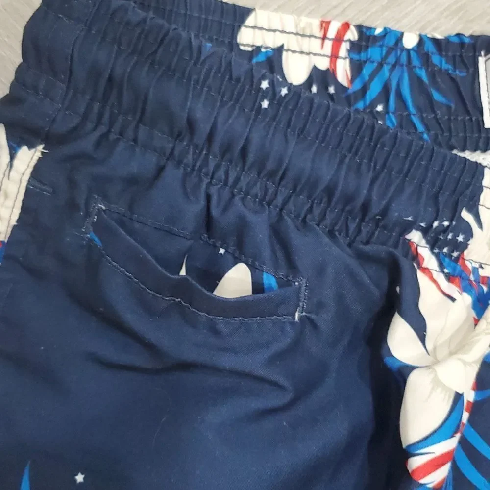 Free Planet Red, White & Blue Beach Swim Trunks Size Medium